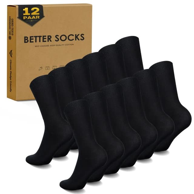 EKSHER 12 Paar Classic Schwarz Weiße Business Socken für Damen & Herren 🧦💼