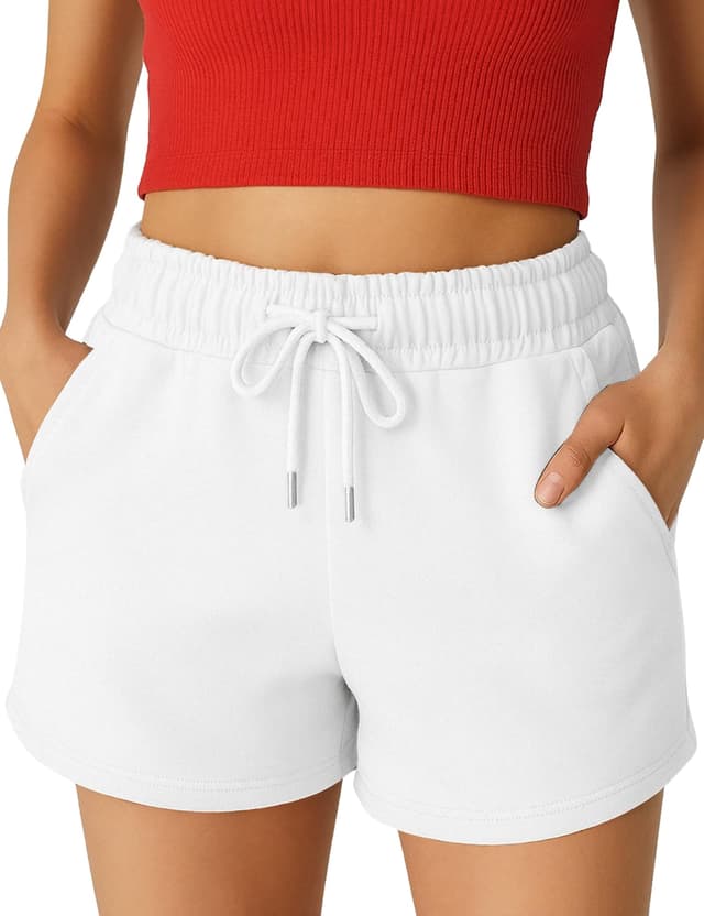 ROSS CAMP Kurze Hose Damen Sommer 🩳🌞 - Shorts Damen Laufshorts Fitnesshose XL Weiß
