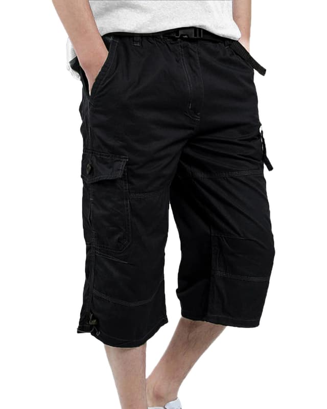 👖 DUOLUVA Cargo Hose Herren Dreiviertel Schwarz 🛠️👖