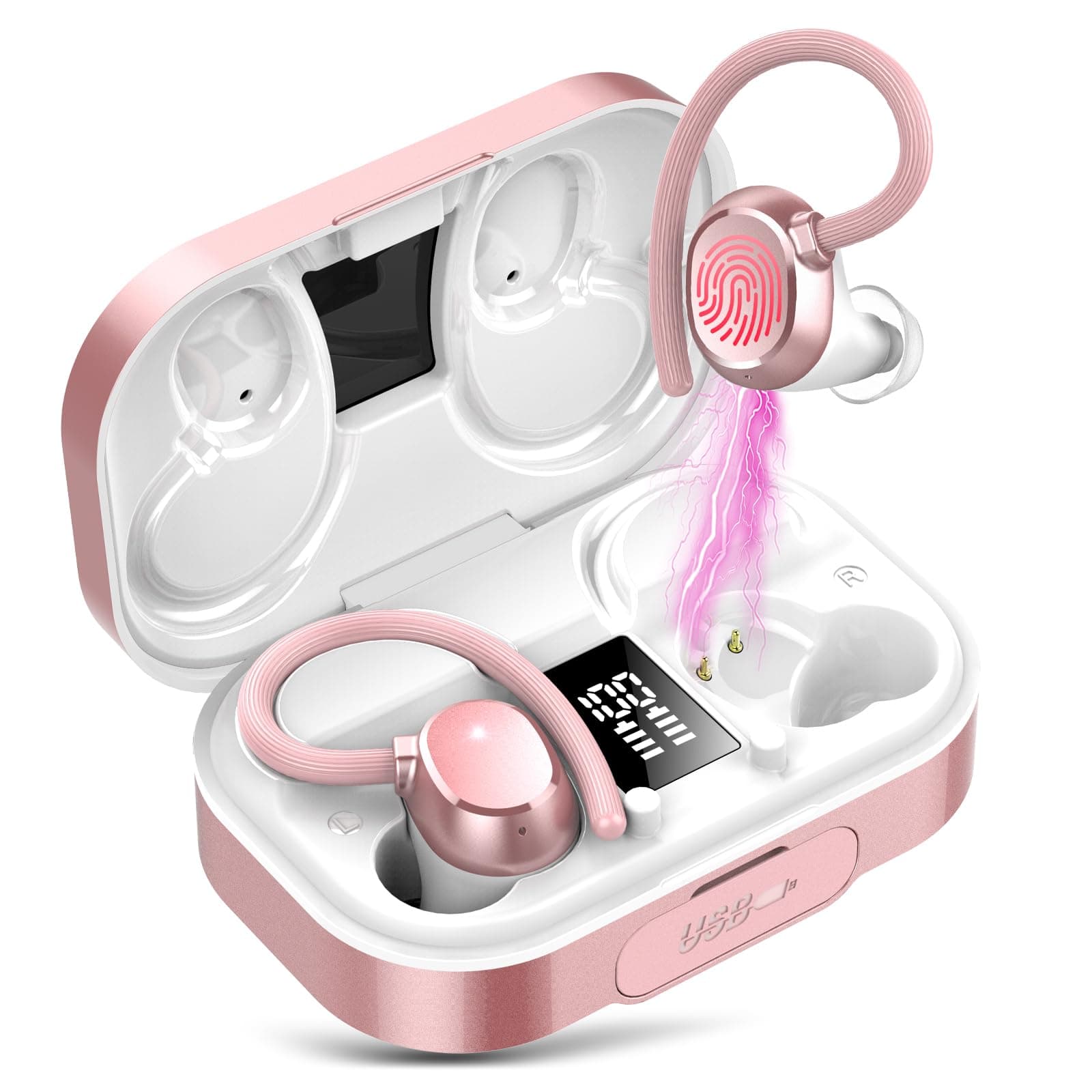 🎧 Bluetooth Kopfhörer Sport, In Ear Kopfhörer Kabellos Bluetooth 5.3 - Roségold