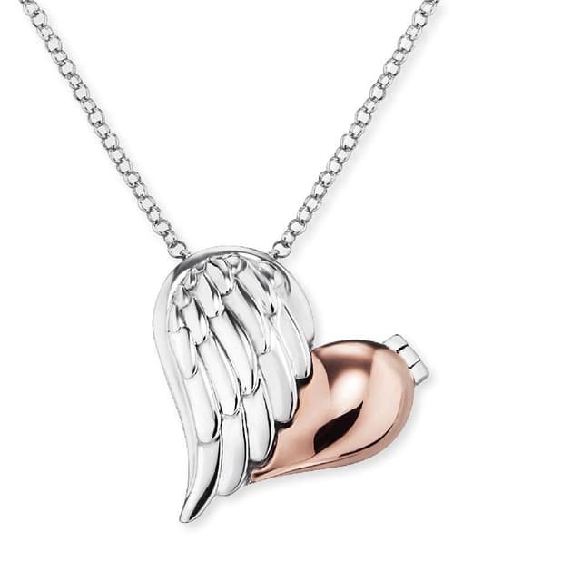 Engelsrufer Damen Halskette aus Sterling Silber und Bicolor Herzflügel Anhänger 🦋💕