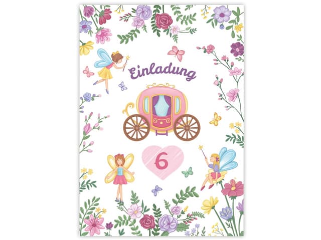 🎉 Minkocards 12 Einladungskarten zum 6. Kindergeburtstag Feen Prinzessin Mädchen 🧚‍♀️👸