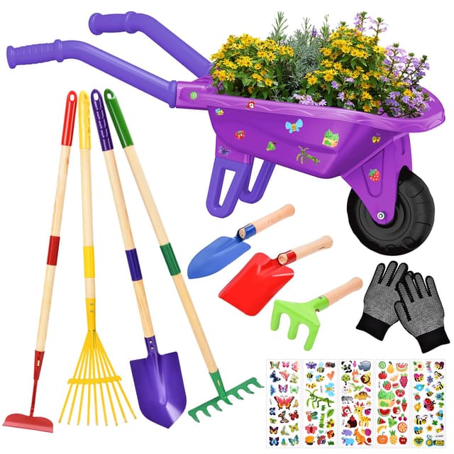 Aragallant Schubkarre für Kinder - 14-teiliges Kinder Schubkarre Garten Set 🌱🌸