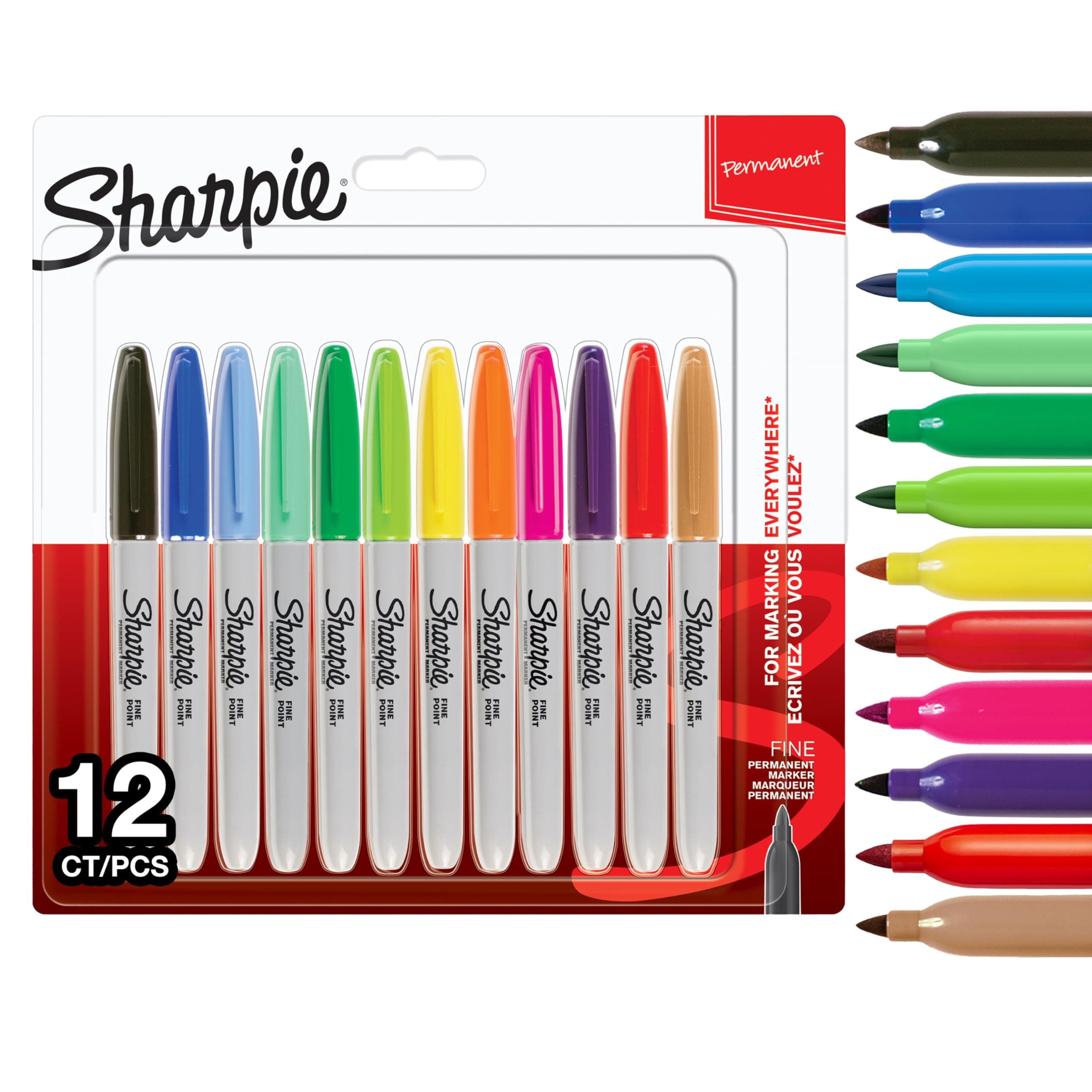 🌈 Sharpie Permanent Marker Set 12 Stück | Feine Spitze | Gemischte Farben | 11.48€