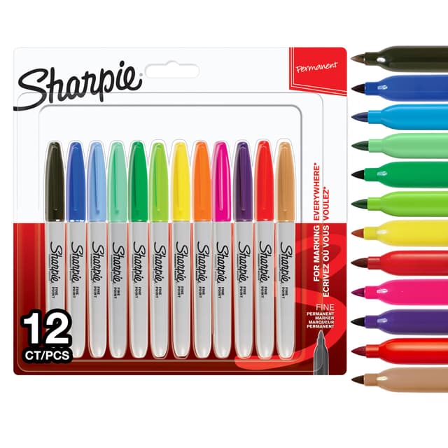 🌈 Sharpie Permanent Marker Set 12 Stück | Feine Spitze | Gemischte Farben | 11.48€