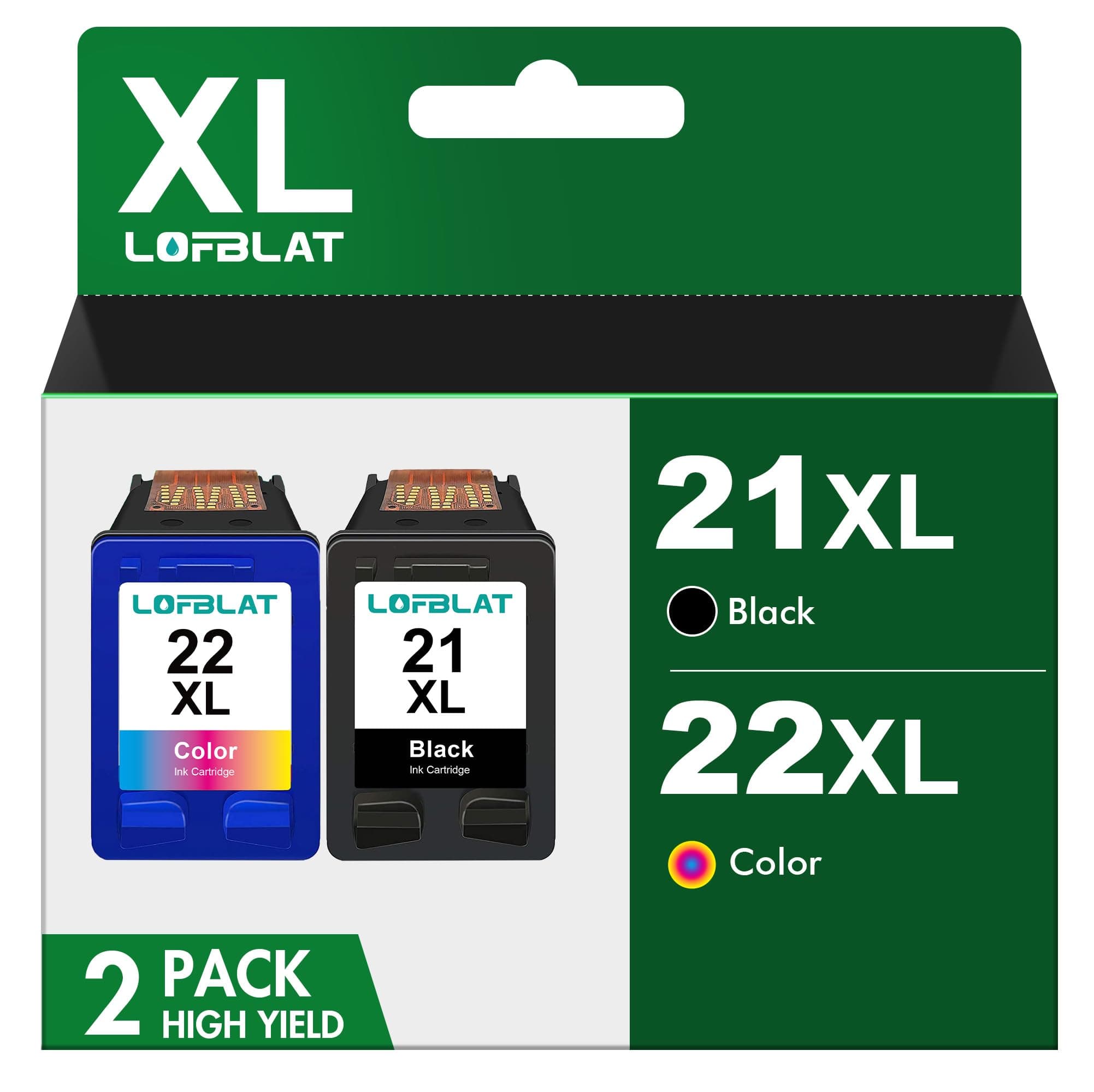 LOFBLAT 21 22 XL Druckerpatronen XL Ersatz für HP 21 22 Patronen für HP Deskjet F380 4180 D1455 2460 2430 2360 2330 1560 3930v 3940v PSC 1410v 1410xi 3180 Fax Officejet 4315 J3680 (2-Pack) 21/22XL