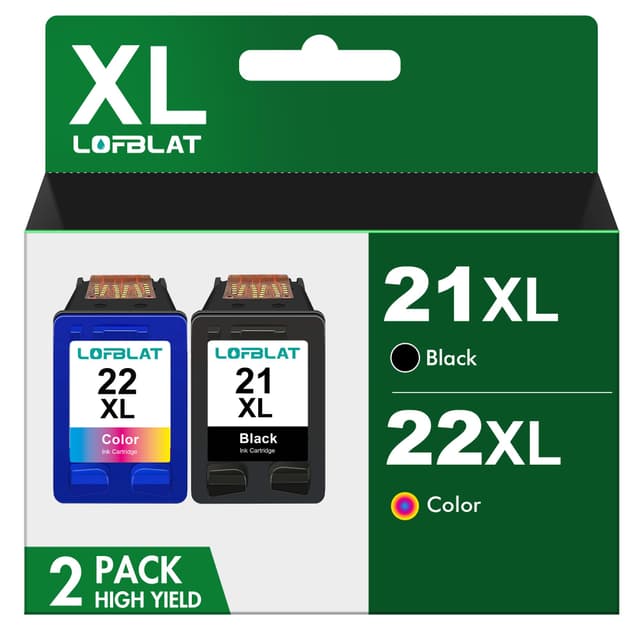LOFBLAT 21 22 XL Druckerpatronen XL Ersatz für HP 21 22 Patronen für HP Deskjet F380 4180 D1455 2460 2430 2360 2330 1560 3930v 3940v PSC 1410v 1410xi 3180 Fax Officejet 4315 J3680 (2-Pack) 21/22XL
