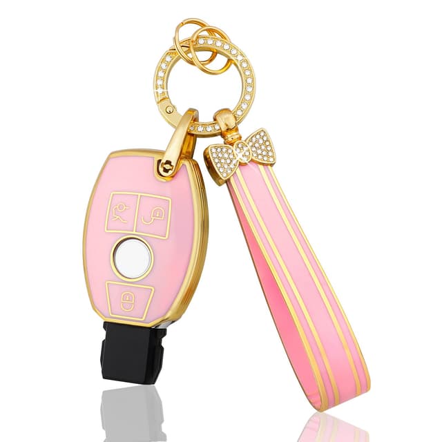 🔑💖 BLINGOOSE Mercedes Benz Schlüsselhülle Rosa Gold | Auto Schlüsselgehäuse für Benz AMG | TPU Schlüsseletui