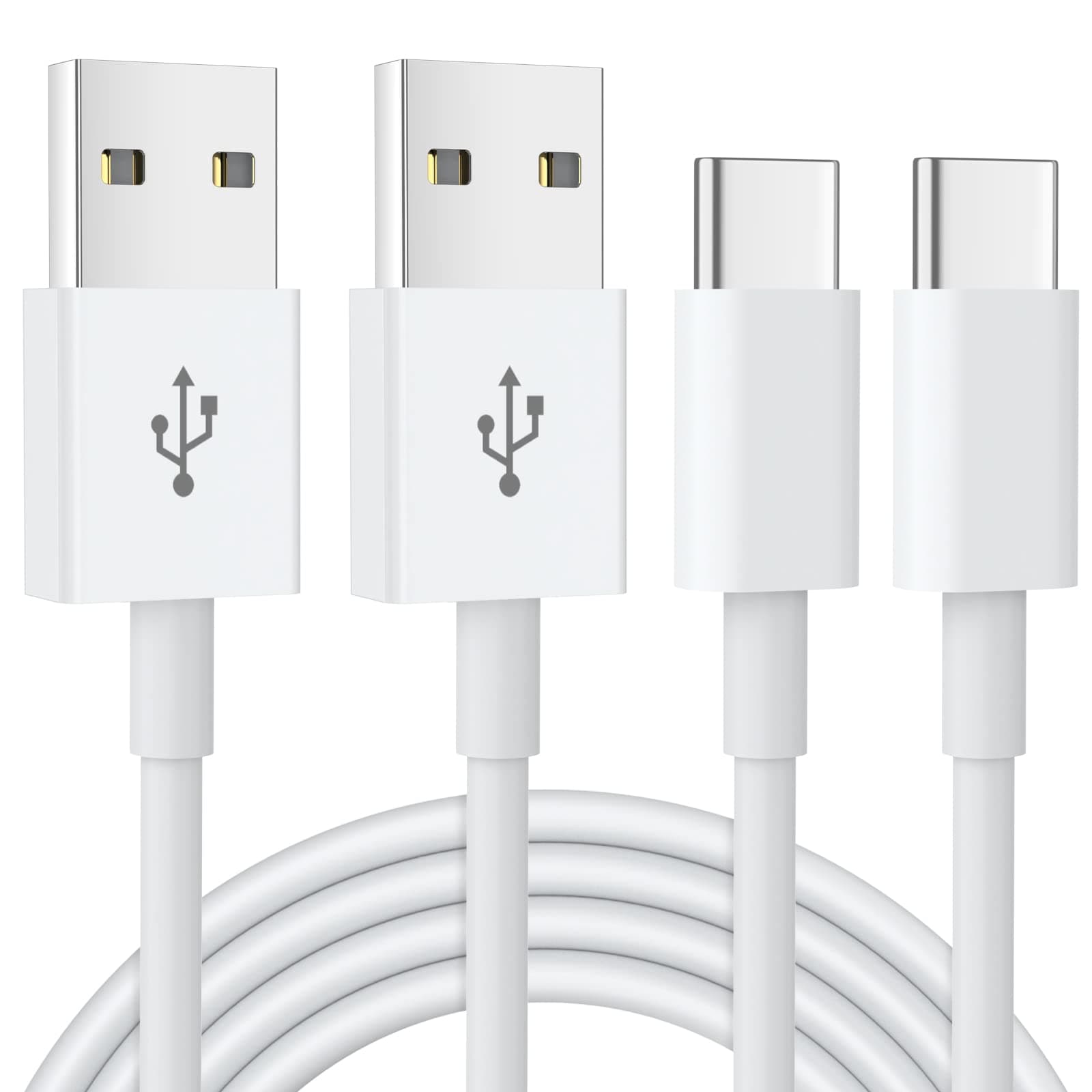 USB C Kabel [2Stück 1M] iPhone 15 Carplay Kabel, USB A auf USB C Kabel Schnellladung für iPhone 16 15 Pro, Samsung Galaxy A55 A53 S24 S23 S22 S21 S20, Google Pixel, Hawei, PS5 Typ C Ladekabel 2P1M Weiß 📱⚡️
