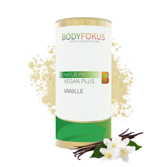 BodyFokus Natur Protein Vegan Plus 🌿 | Veganes Proteinpulver mit leckerem Vanillegeschmack