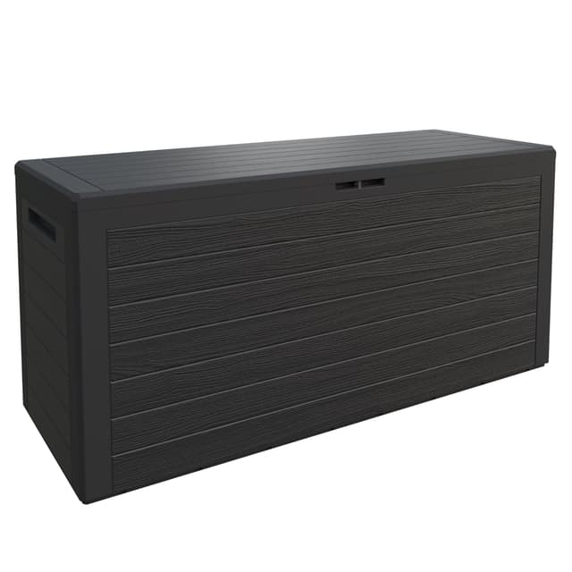 Casaria® Gartenbox 280L UV-beständig Griffmulden Verschlussvorrichtung Balkon Terrasse Wohnzimmer Wintergarten Kissenbox 116x43cm Holz-Optik Anthrazit 🌿🏡