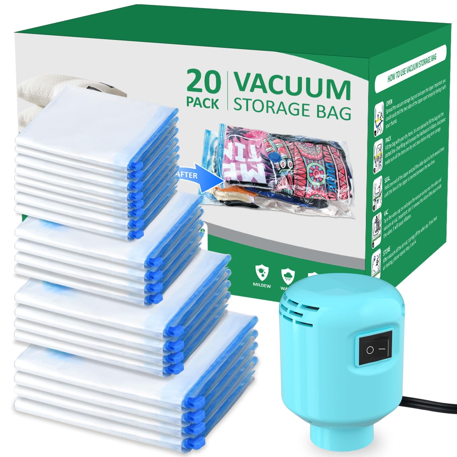 BAMCOO Vakuumbeutel Für Kleidung und Bettdecken 20er Pack 🛌👗