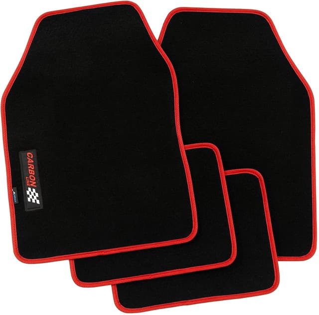 🚗 Autoteppich Universal 4-teilig rot Carbon Größe 0 🛡️