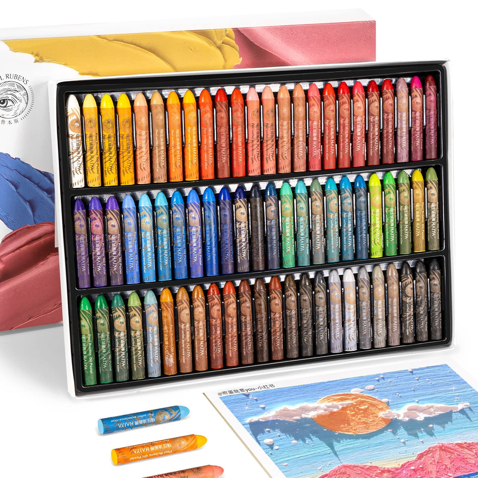 Paul Rubens Ölpastellkreide Set, 72 Farben 🎨 Oil Pastels Weiche Pastellfarben für Künstler, Studenten und Ideal zum Skizzieren, Dekorieren