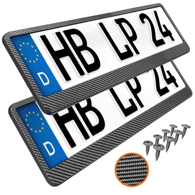 🚗 Kennzeichenhalter Auto in neuer Carbon-Optik 2024 - 2 Stück 🌟
