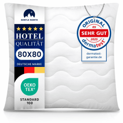 Gentle North Hochwertige Kopfkissen (80x80 cm groß) in Hotelqualität - Flauschiges, gut gefülltes Schlafkissen für Allergiker geeignet Angebot bei HelloDeals