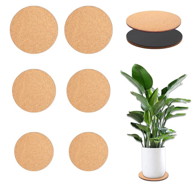 🌿🌟 Goiern 6 Stück Kork Pflanzen Untersetzer - 3 Größen Doppellagige Korkuntersetzer 10/15/20CM 🌟🌿