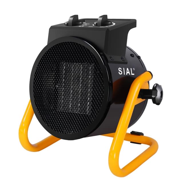 SIAL 3000W Heizlüfter - Elektroheizgebläse - Keramik Heizstrahler - Bauheizer Bautrockner - Heizgerät mit Überhitzungsschutz - Für Baustellen, Häuser, Werkstätten, Garagen - P3 - Schwarz Schwarz-3kw 🌡️🏗️