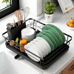 Kitsure Abtropfgestell Geschirr Schwarz 🍽️ Platzsparendes Trockenständer-Angebot Angebot bei HelloDeals