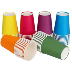 🌈 PALUDO 60 Stück Bunte Pappbecher, 250 ml Mehrfarbig Partybecher 🎉 Angebot bei HelloDeals