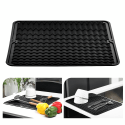 🌟 KüchenRaku Abtropfmatte Geschirr 40x30cm aus Silikon Schwarz 🍽️ Angebot bei HelloDeals