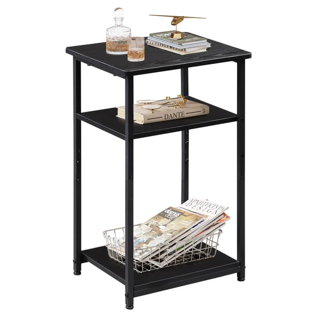 🌟 WLIVE Beistelltisch Schwarz, Sofatisch 3 Ablagen