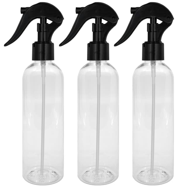BIOHY Sprühflasche (transparent) 250 ml (3er-Set) | Chemiebeständiger Pumpsprüher für Reinigungsmittel, Öl und mehr