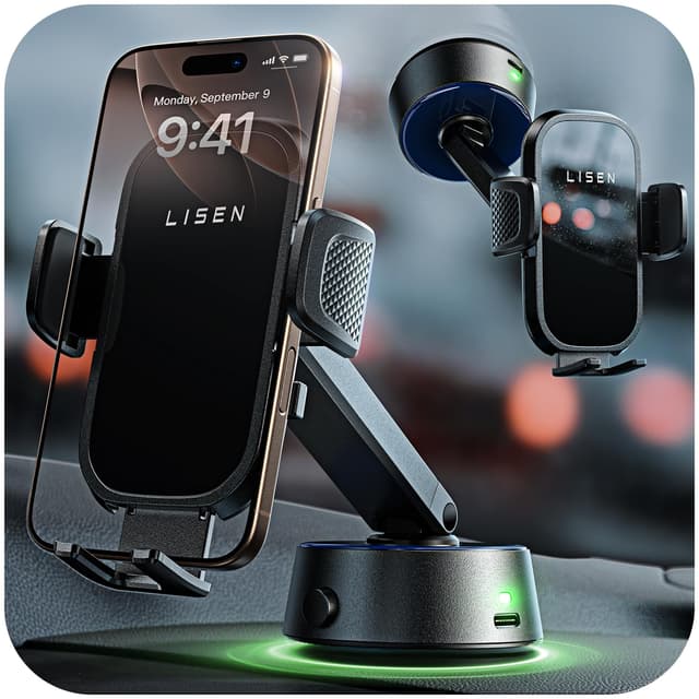 🚗 LISEN Auto Handyhalterung Phone Holder Car 📱 [Automatische Adsorption] Vakuum Handyhalterung Auto Elektrisch Saugnapf Kfz-Handyladestationen für iPhone 16 15 Samsung, Grau Gray