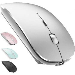 Kabellose Bluetooth Maus für MacBook Pro/Air/Mac/iPad/Laptop/Desktop/Mac/PC/Computer/Telefon - Tragbare schlanke, leise Büromäuse mit USB-C-Adapter 2,4 GHz -Mäuse Kabellos (Silber) 🖱️ Angebot bei HelloDeals