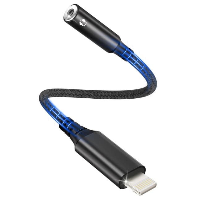 Bakibo Adapter Lightning auf Klinke 3,5mm [MFi Zertifizierung] - Schwarz
