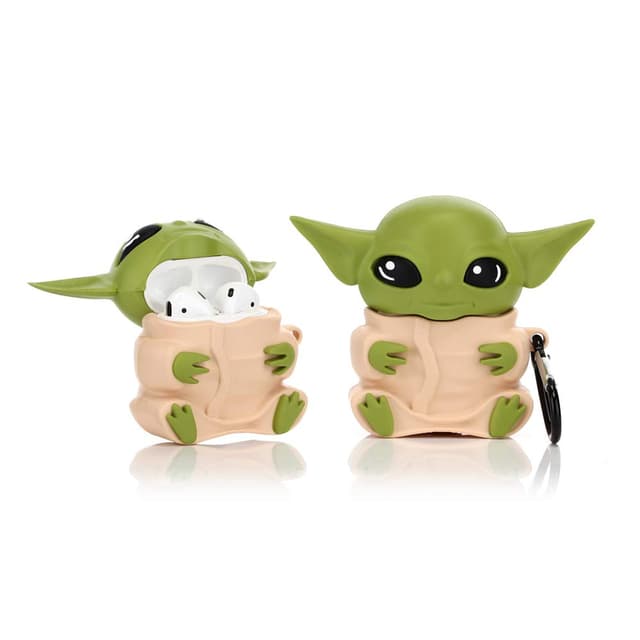 Derhom Silikon Niedliche Lustige Abdeckung Kompatibel mit Apple Airpods 1&2 [Krieg Der Sterne Serie] (Baby Yoda Gelb) 🌟🎧