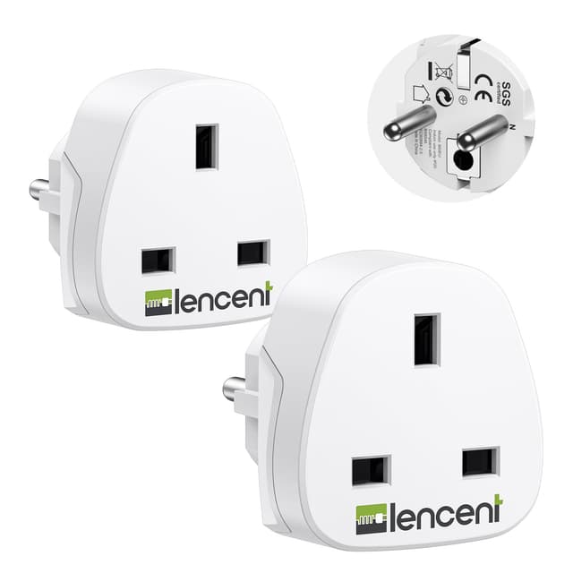 LENCENT 2X Reise Netzadapter UK Stecker auf DE Europäischen Steckdose 🌍🔌