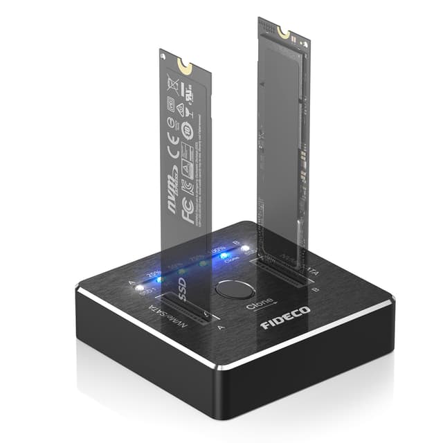 FIDECO M.2 NVMe SATA SSD Docking Station 🚀 20Gbps Dual NVMe SATA SSD Gehäuse