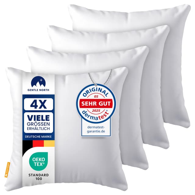 🌟 Luxuriöses 4er Set Kopfkissen (40x40cm) - Weiß - Ökotex-Zertifiziert 🌟