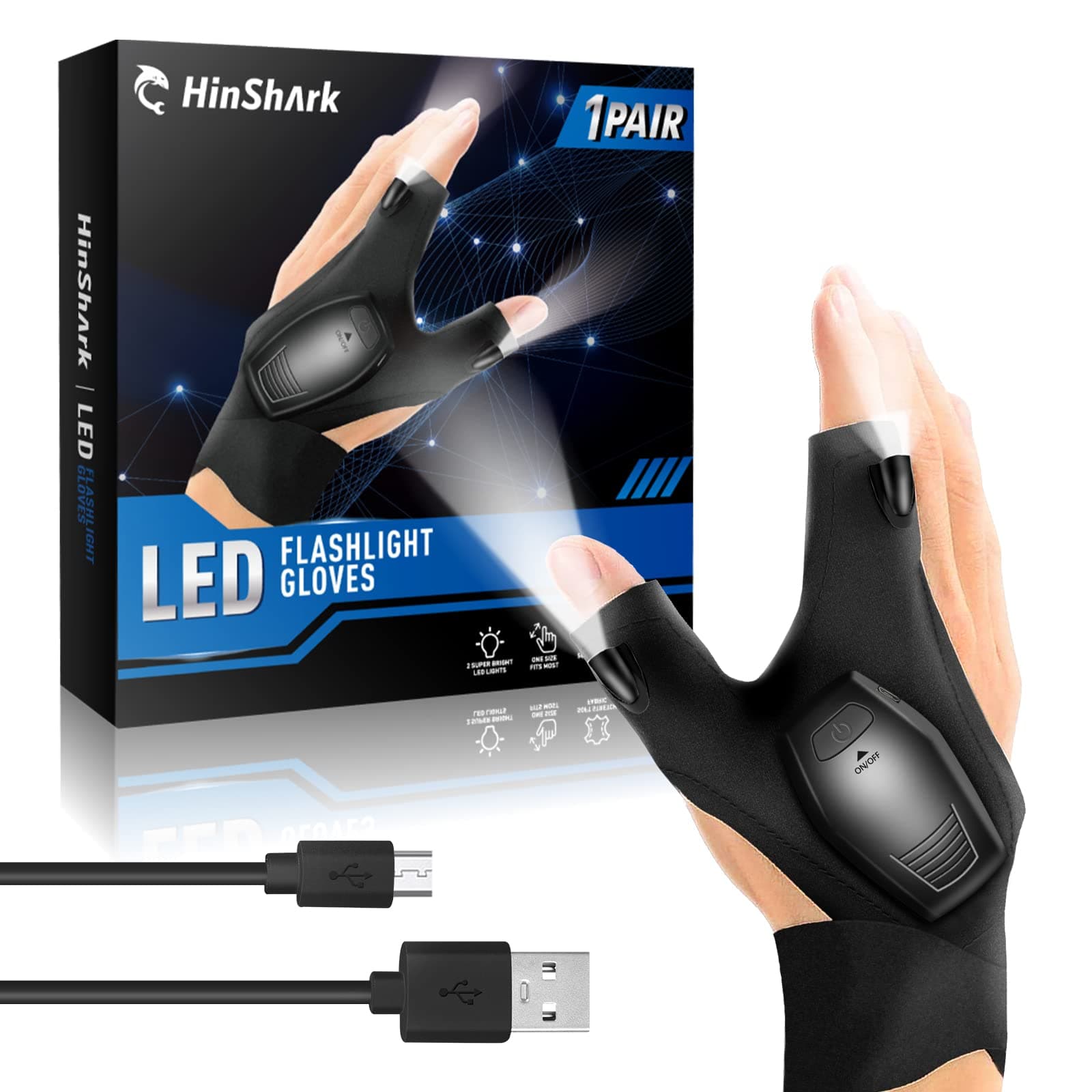 Hinshark LED-Lichthandschuhe - Geschenke für Männer und Frauen 🎁🔦