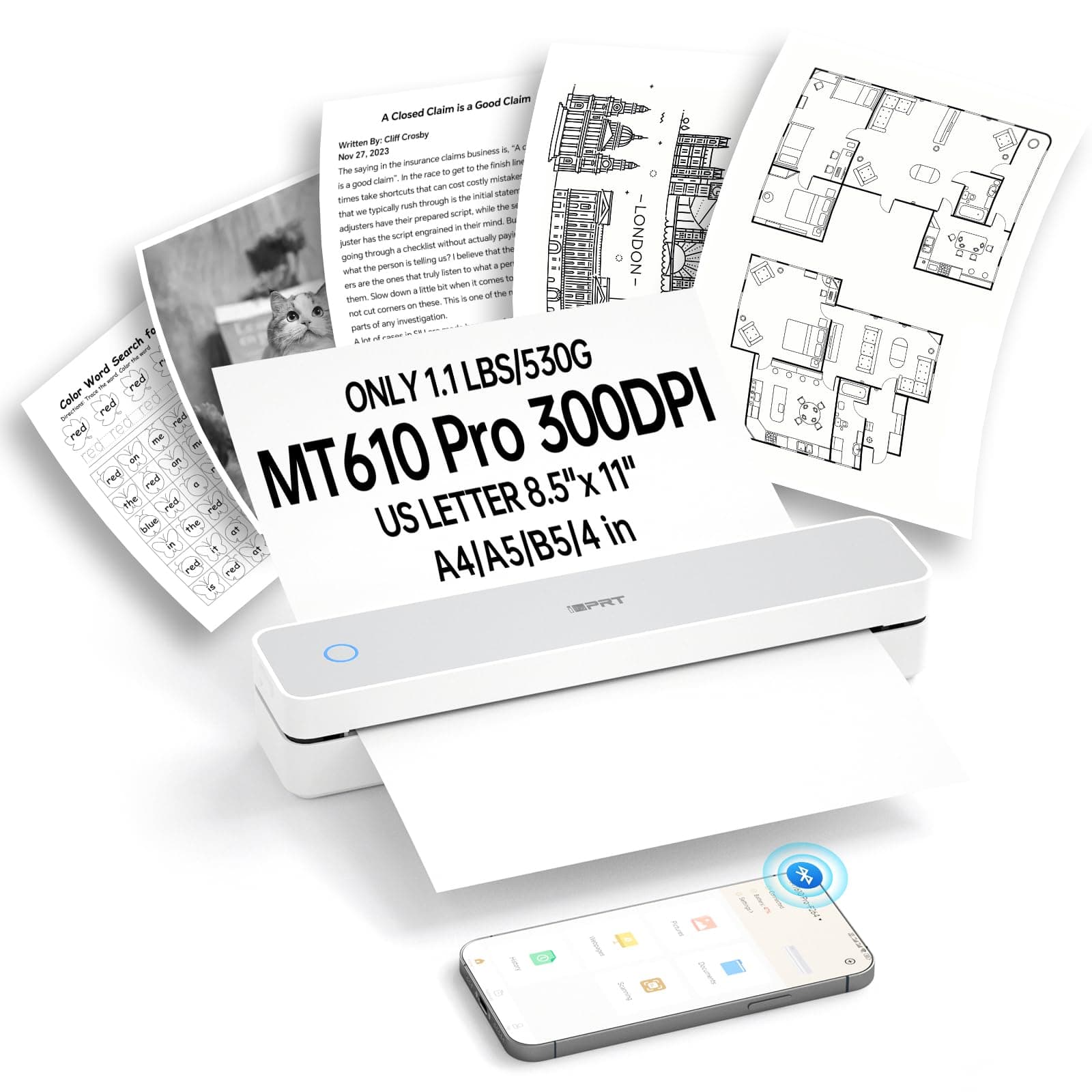 🖨️ iDPRT Tragbarer Thermo Drucker 300dpi Mini Thermodrucker A4