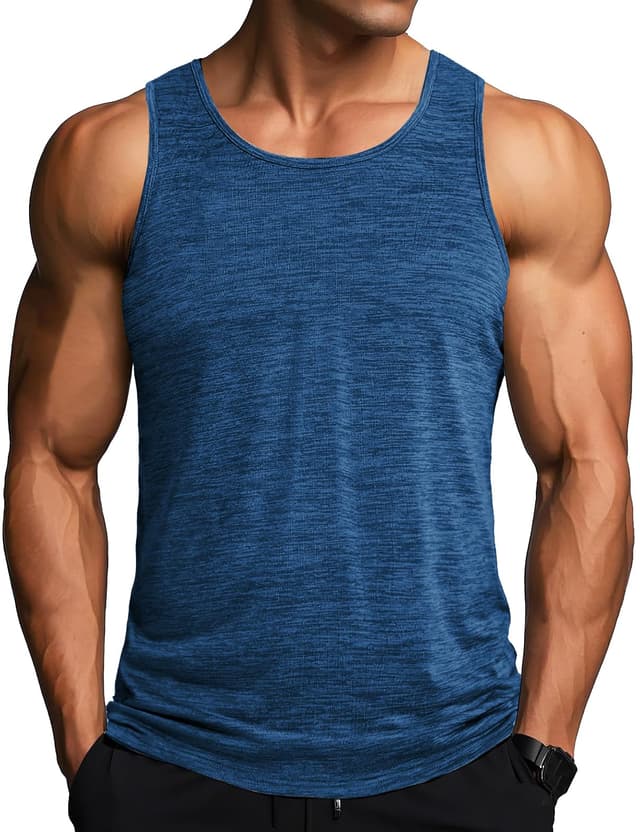 🏃‍♂️👕 MAGCOMSEN Herren Tank Tops Leicht Achselshirt Ärmellos Quick Dry Sport T-Shirt Laufen Fitness Tankshirts Sommer Outdoor Funktionsshirt L Mittelblau