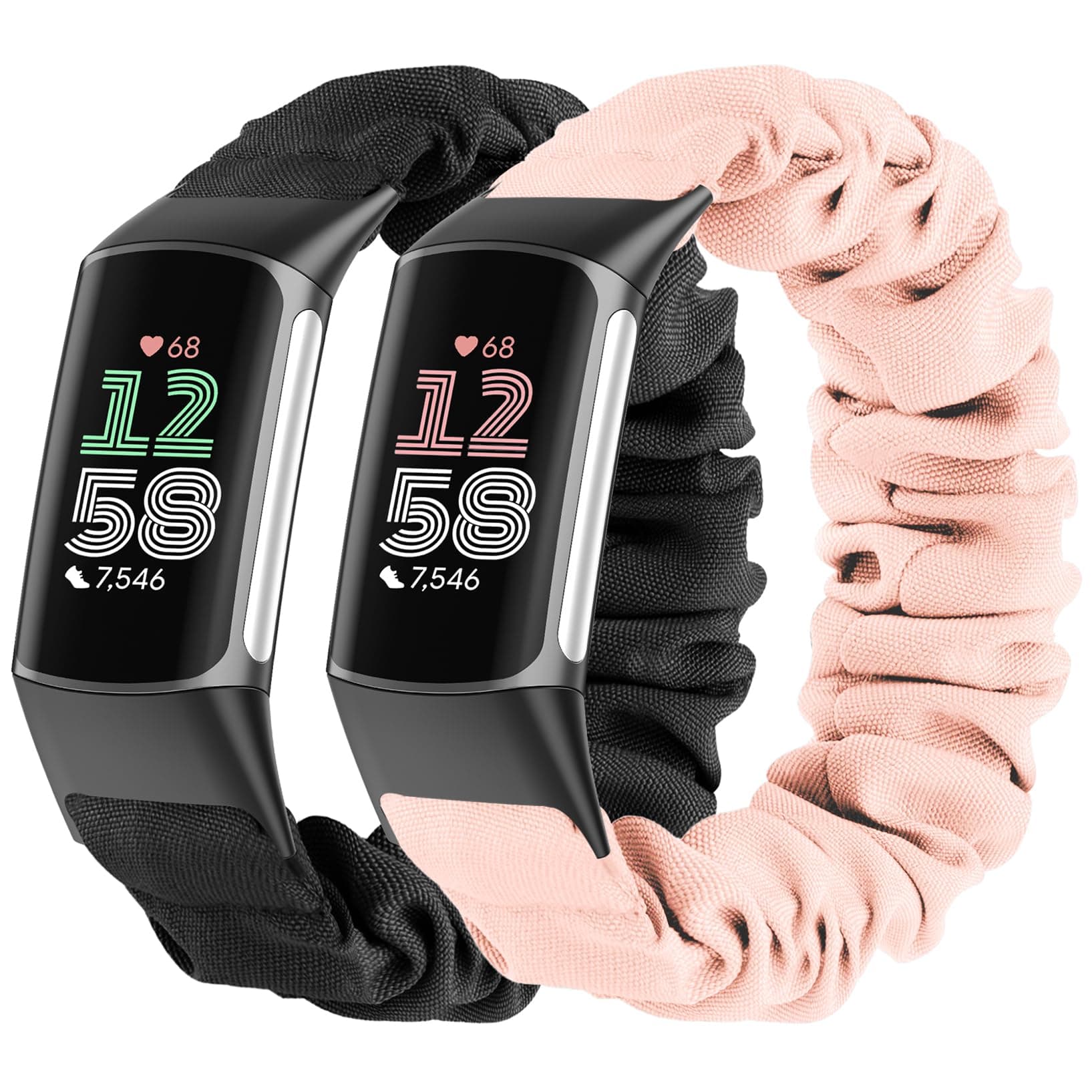 🌟 Wizvv 2 Stück Scrunchie Armband für Fitbit Charge 5/6 🌈