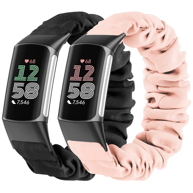 🌟 Wizvv 2 Stück Scrunchie Armband für Fitbit Charge 5/6 🌈