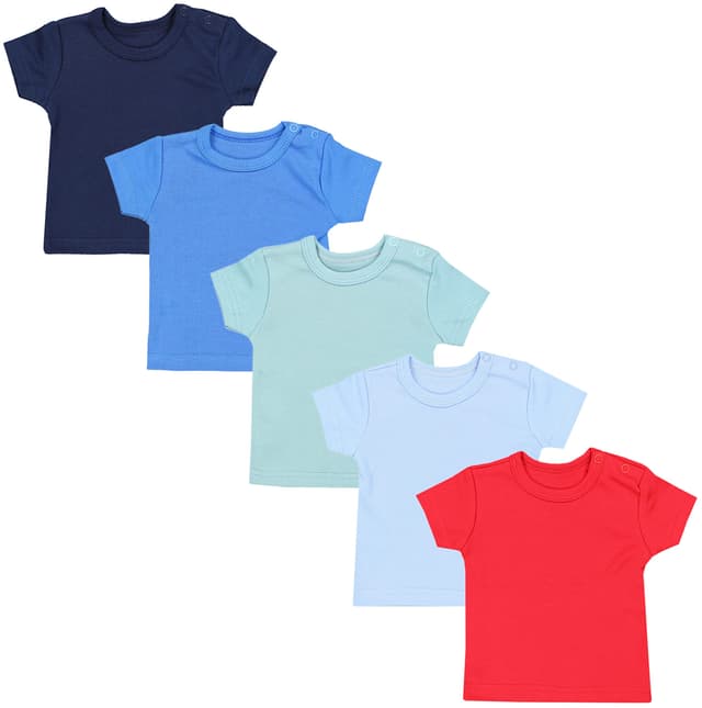 😍👶👕 TupTam Baby Jungen Kurzarm T-Shirt Set 5er - Rot Dunkelblau Blau Grün Hellblau