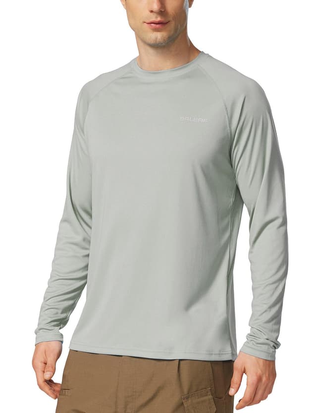 🌞 Baleaf UV Shirt Herren 🌊 UPF 50+ Rashguard Langarm Shirt A-grau 🏄‍♂️