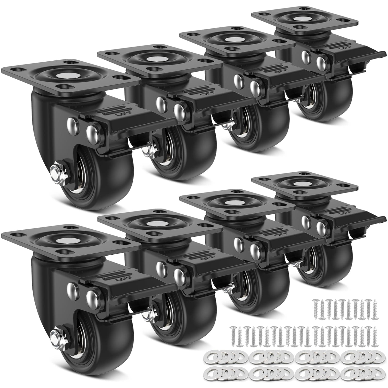 Deutnart Schwerlastrollen, 50mm Robuste Möbelrollen - 8er Rollen Set