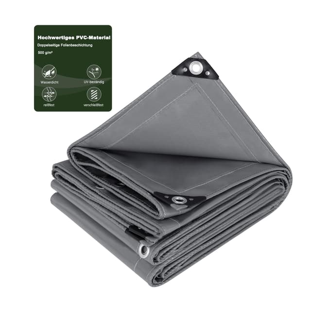 Laneetal Abdeckplane mit Ösen 2x3m, 500g/m² PVC Winterschutz Plane Gewebeplane 🌲🌧️🚗