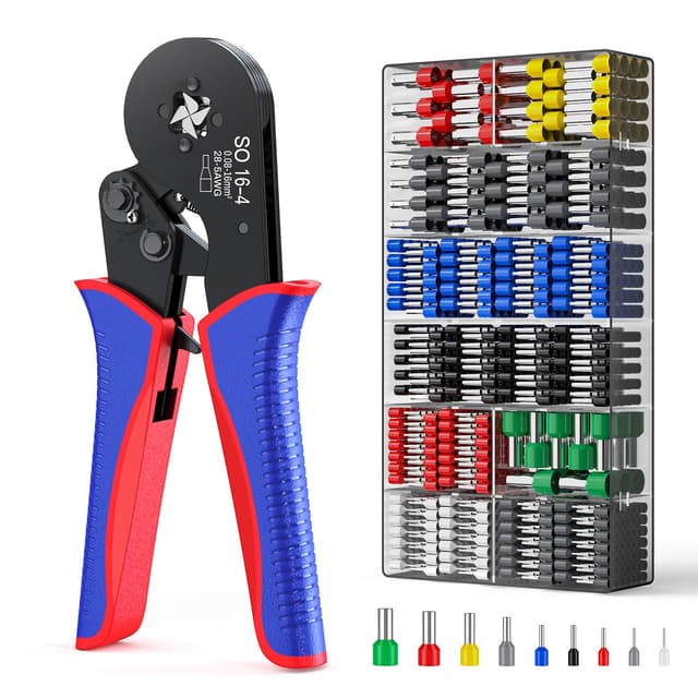 Crimpzange Aderendhülsen Set 0,08-16 qmm mit 1200 Stück Aderendhülsen Tool Kit