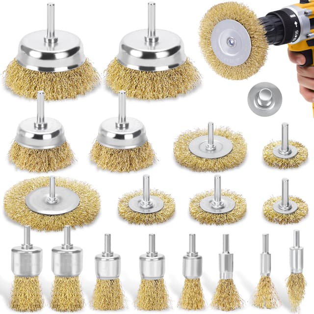 🔧 DazSpirit 18-Teilig Drahtbürste Bohrmaschine, Messingbeschichteter Drahtbürste Akkuschrauber Set ✨