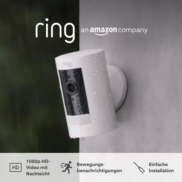 Ring Außenkamera Akku (Stick Up Cam Battery) | Überwachungskamera außen mit 1080p-HD-Video 📹, WLAN, witterungsbeständig ☔, geeignet für dein Haus & Grundstück 🏡 | Alexa-kompatible Sicherheitskamera Weiß Außenkamera Akku 1 Kamera