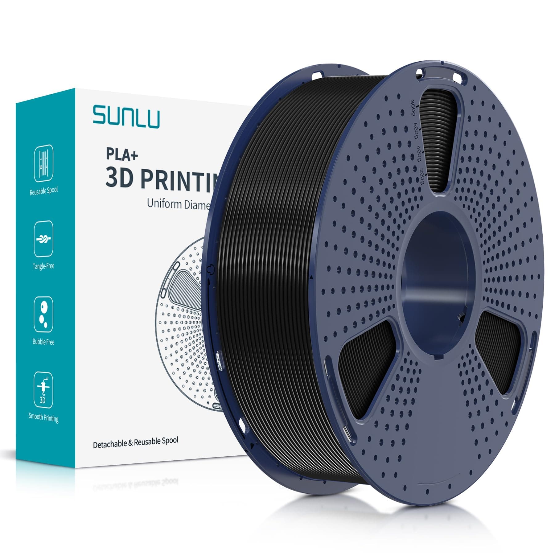 SUNLU PLA Plus 3D Drucker Filament 1.75mm Schwarz 1000g