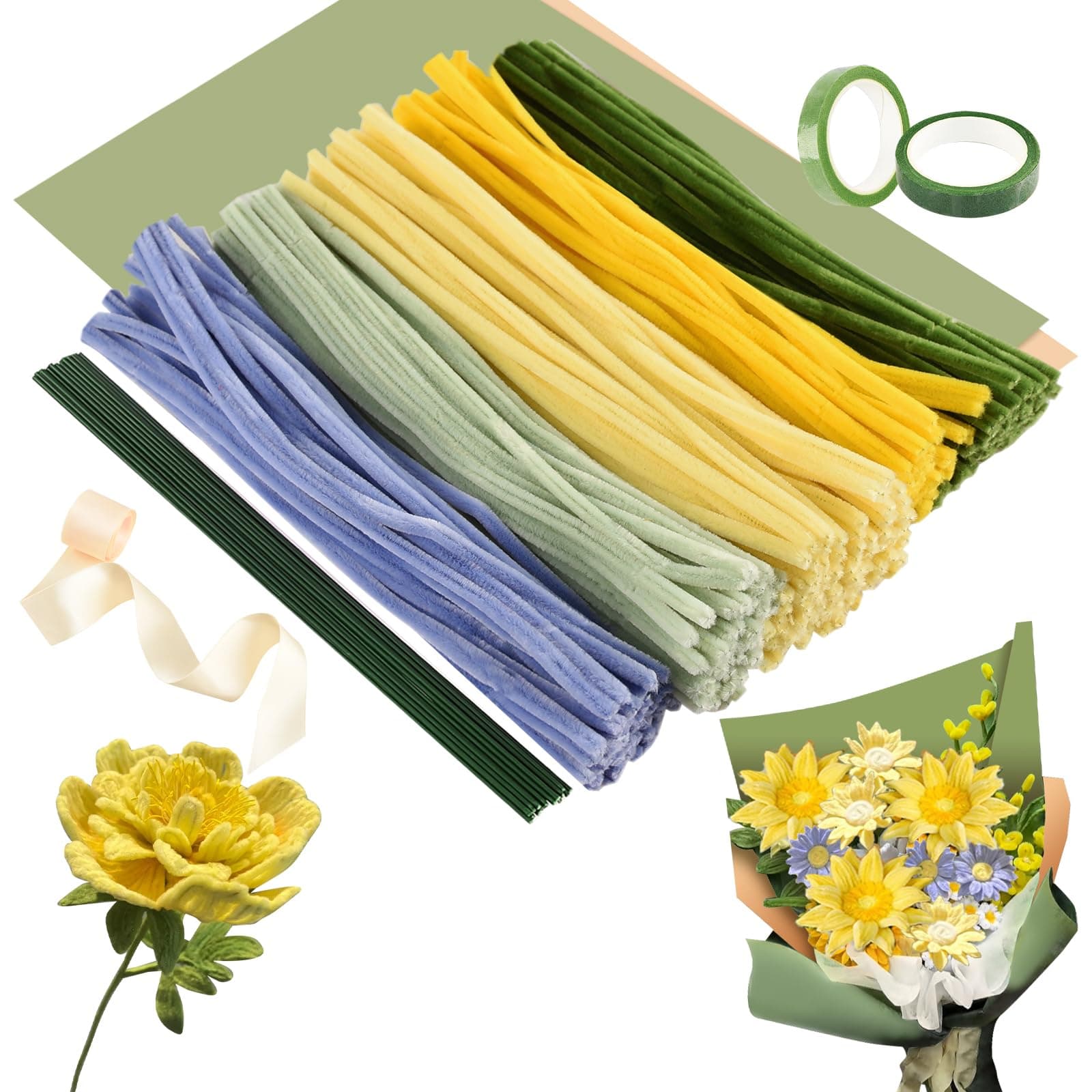 Joyblossom 300 Stück Sonnenblumen Pfeifenreiniger Blumen Set 🌻🎁