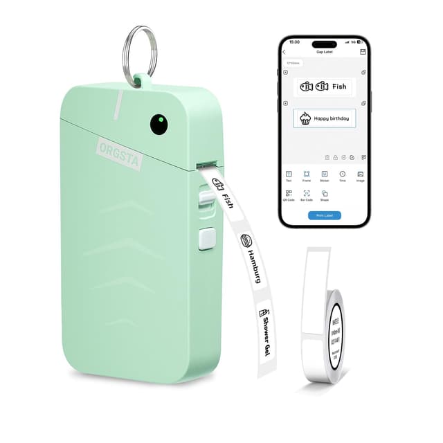 🏷️ ORGSTA S001 Etikettendrucker Selbstklebend Etikettiergerät Bluetooth 2000 mAh Etikettiermaschinen Beschriftungsgerät Ettikettiergeraet Label Printer Sticker Maker Grün - Angebot!