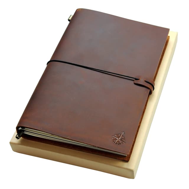 📔 WANDERINGS Großes Leder Tagebuch – 28x19 cm Grande Nachfüllbares Reisenotizbuch 🌟